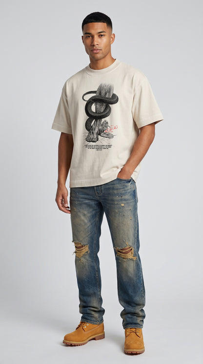 Trample Snakes Tee in Bone
