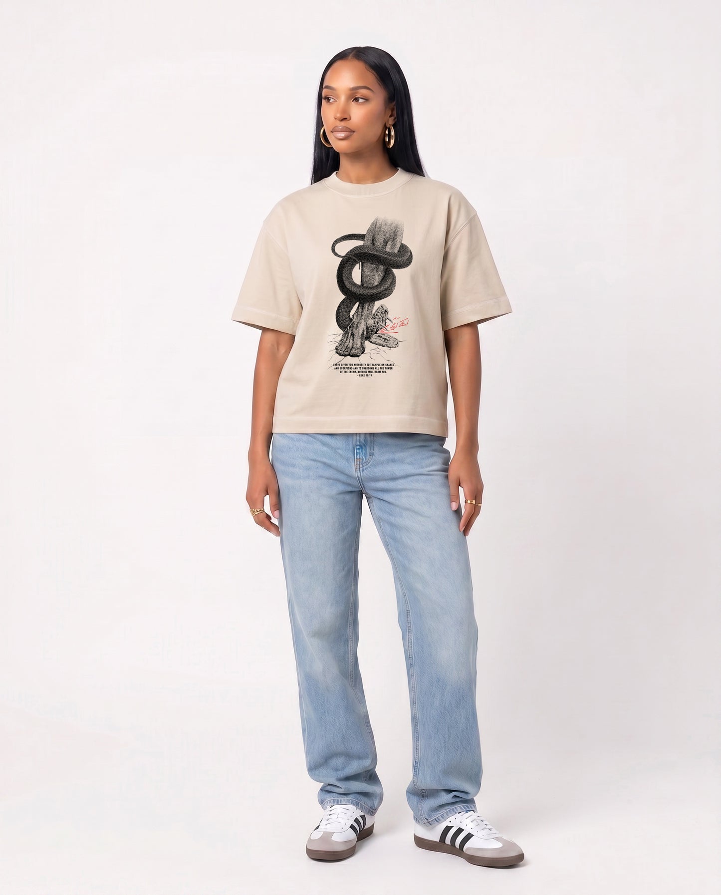 Trample Snakes Tee in Bone