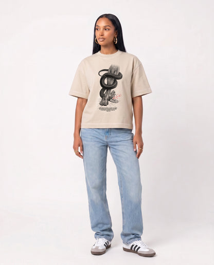 Trample Snakes Tee in Bone